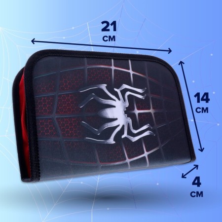 Penal 3 sections, tab inside, 140 x 210 x 40 mm, fabric, calligrata top block "Spider"-1