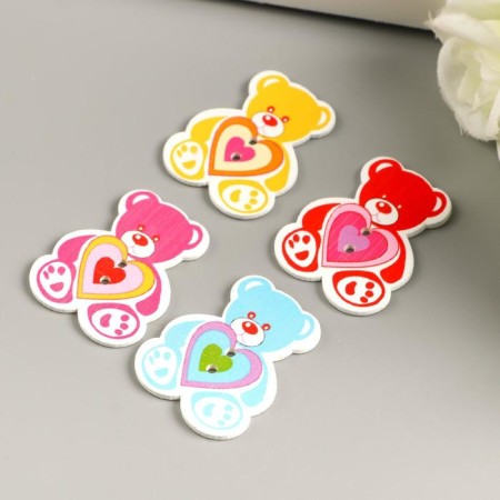 A set of buttons of decorative wood "Bear" (set of 8 pcs) 3x4 cm-1