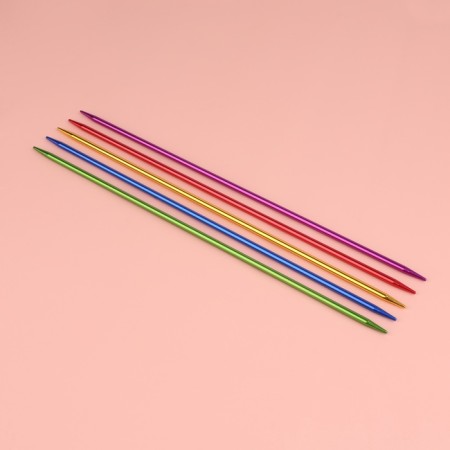 Knitting knitting needles, hosiery, aluminum, d = 4 mm, 26 cm, 5 pcs, color mix