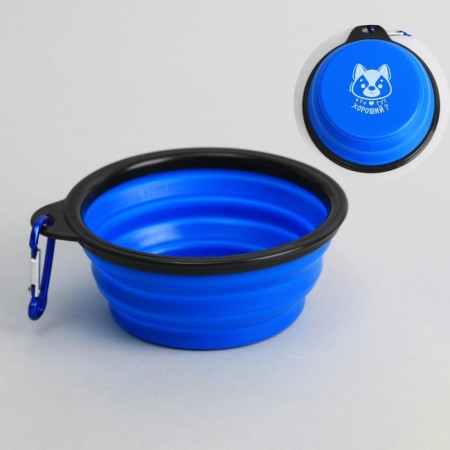 Silicone bowl “Who is good here?”, 350 ml, blue, 12.8 x 4.5 cm-4