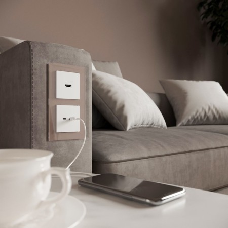 Frame W0021142, 2 Favorit sockets, latte, glass-1