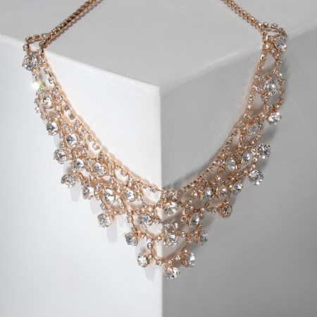 Hollywood necklace circles in patterns, white color in gold, 30 cm-3