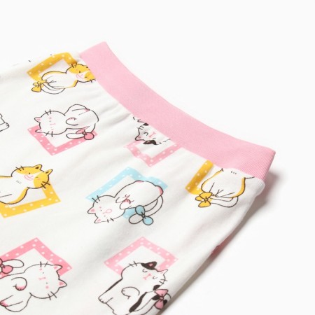 Pants children, white color/kittens, height 68 cm-1