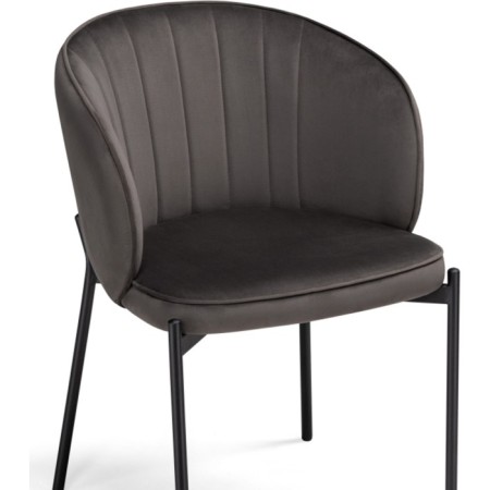 Stool on a metal frame Nile metal/velor, black/gray 58x54x80 cm-4