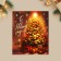 Happy New Year postcard, elegant Christmas tree 10.7 x 8.8 cm, New Year