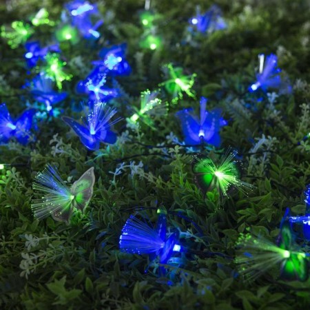 Garland “thread” 4.5 m with nozzles “butterflies”, IP44, dark thread, 30 LED, glow blue/green, 2 modes, solar battery-1