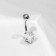 Piercing in the navel "banana" rhombus, l = 2 cm, white color in silver