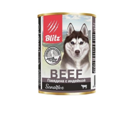 Wet Blitz food for dogs, beef/turkey, 400 g