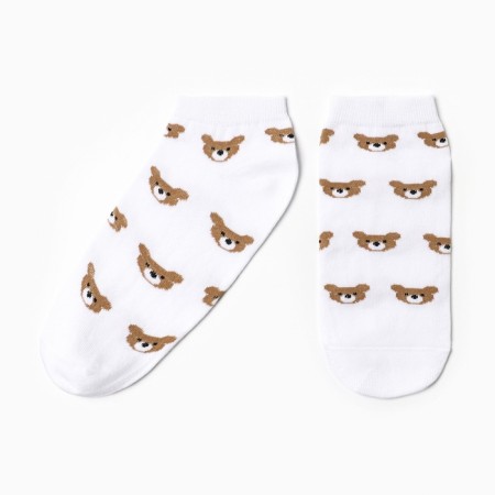 Women's socks shortened "cubs", white/olive color, river 23-25