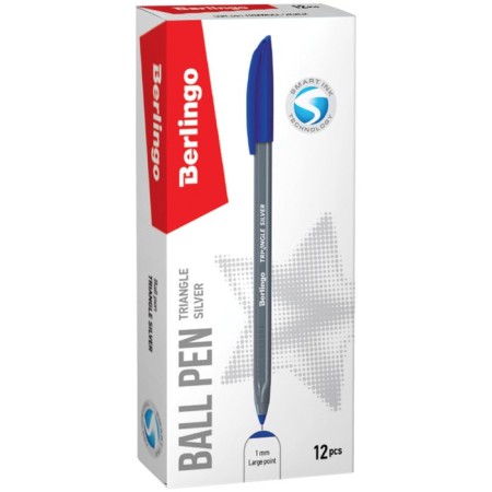 Ballic pen 1.0 mm, Triangle Silver, blue ink, three -sided-9