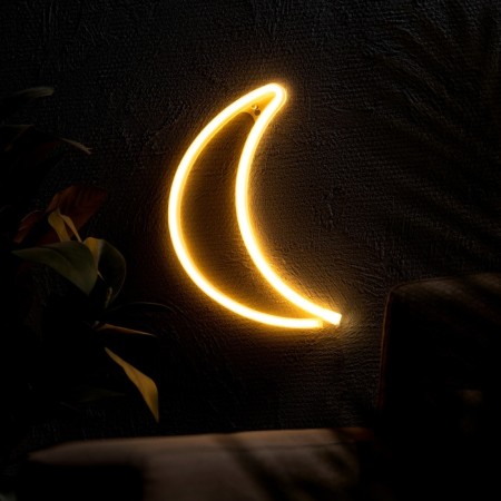 Neon sign "crescent", 30x18.5 cm, aax3+usb, t/white