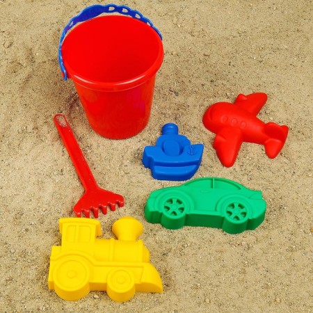 Set for playing in sand No. 110: bucket, 4 molds for sand, robberies-10