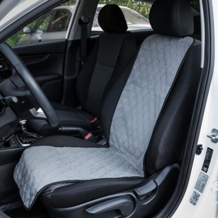 Nabbage on the front seat, velor, size 35 x 130 cm, gray