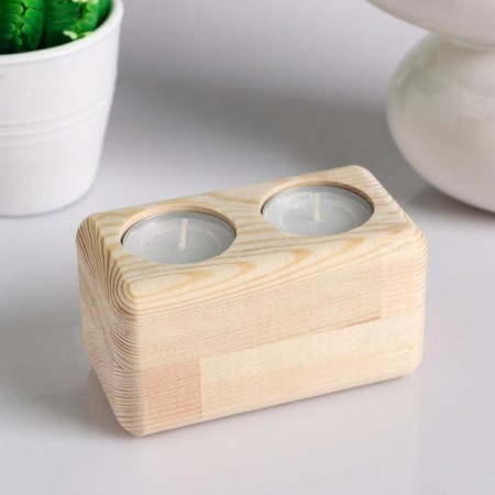 Wooden candlestick for 2 candles "rectangular", array, 11 × 6 × 6 cm