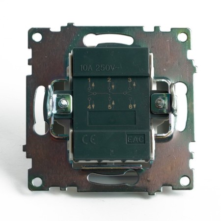 2-clavy switch (mechanism), 250V, 10A, Stekker series Katrin, silver, GLS10-7107-03 1022443-5