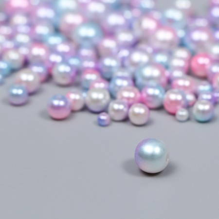 Beads for creativity plastic "Round. Gradient. Mermaid Lilac" D = 3-8 mm, set 10 grams-1