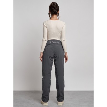 Warmed female trousers, size 42, gray color-8