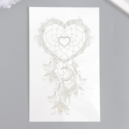 Tattoo on the body Blue "Dream Catcher - Heart" 18x11 cm-1