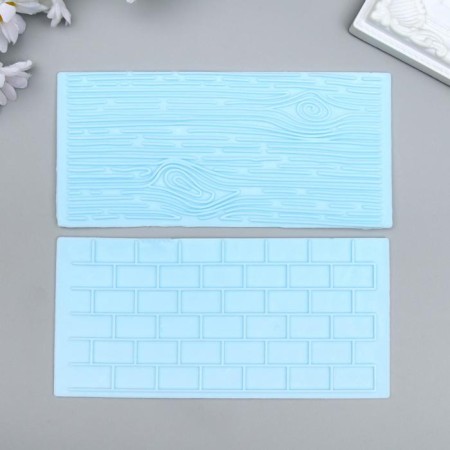Border stencil plastic "Wood+brick" set 2pcs 14.5x6.8 cm