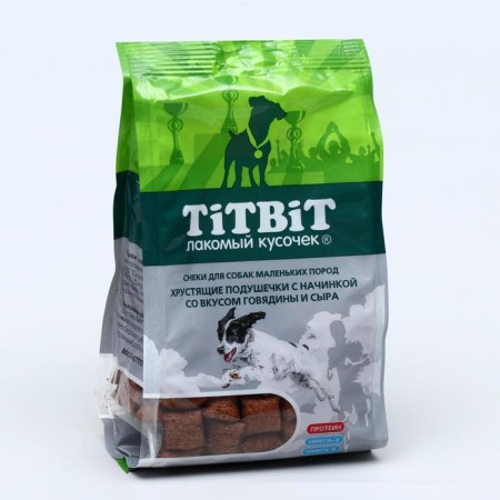 Titbit crispy pillows with the taste of beef and cheese for small breeds, 95 g