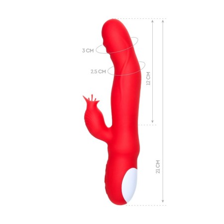 Jos Redli vibrator with a moving head, silicone, red color, 21 cm-3