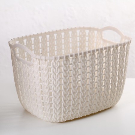 Storage basket with handles "Weaving", plastic, 17 × 12.5 × 10.5 cm, color mix-6