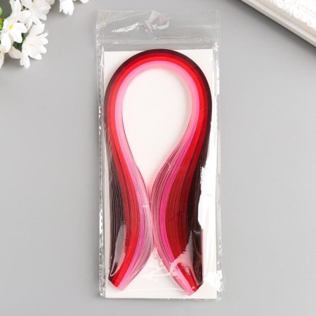 Strips for quilling 100 strips density 120 g "Shades of red" w. 0.5 cm length 39 cm-2