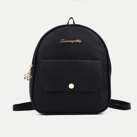 Women's backpack of artificial leather with lightning, 1 pocket, black color