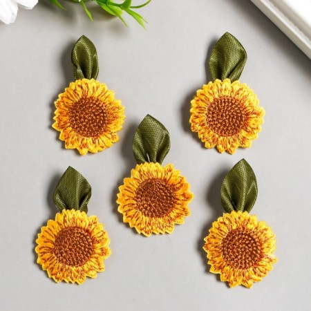 Decor for creativity Textile Embroidery "Sunflower" 3.2x5 cm-1