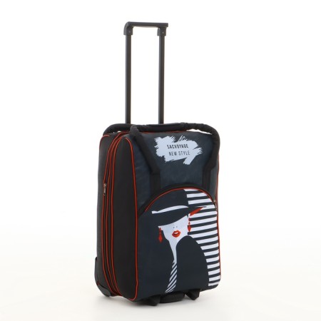 Small Small suitcase 20 "with a bag, a lightning department, with an extension, the color is black-2
