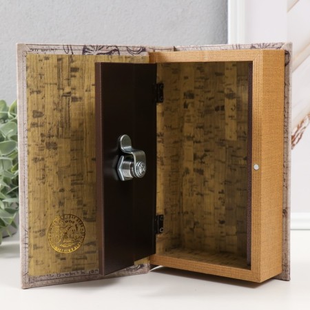 Safe-book wood to the leatherette "ship and sea shells" 21x13x5 cm-4