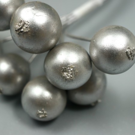 Decor for creativity "Berry Rowan" 1 bouquet = 10 berries silver 10x1.5 cm-3