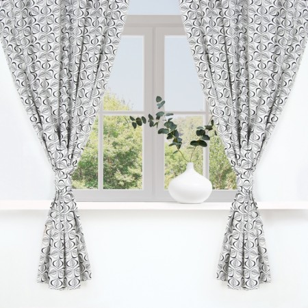 A set of curtains for the kitchen Ethel Leaves 149x180 cm - 2 pcs, grabbing - 2 pcs, 100% HL