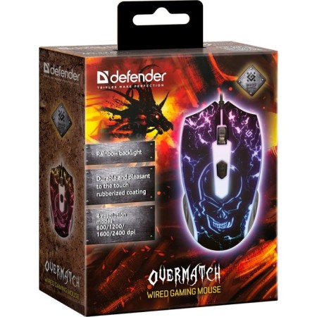Mouse Defender Overmatch GM-069, wired, optical, 2400DPI, black-4