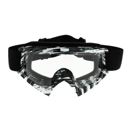 Glasses-mask for motorcycle driving, transparent glass, white-black color, OM-20