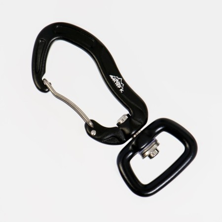 Carabiner with a latch and a swivel, 7x3 cm, 700 kg, black-1