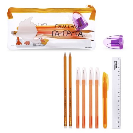 Penal soft, 1 compartment, 95 x 205 mm, flat, with filling 9 items, calligrata "geese-gushi", universal