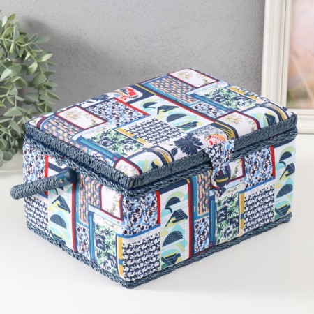 Casket for needlework "Patchwork. Blue flowers" 19x26x14.5 cm