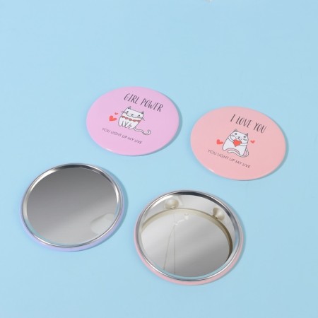 Pocket mirror "cats", d = 7 cm, color mix-4