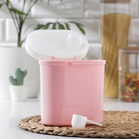 Plastic jar for bulk products "pleasure", oval, with a spoon, 13.5 × 9.5 × 14 cm, color mix-2