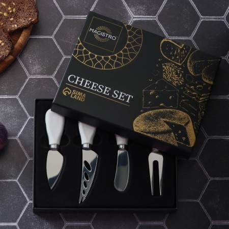 Set of Magistro Celt cheese knives, 4 objects, ceramic pen-3