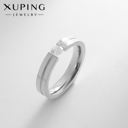 Xuping ring flashing, white color in silver, size 17