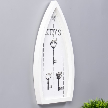 Hooks decorative wood "boat" white 27x13.8x2 cm-1