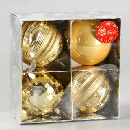 Set of balls plastic D-10 cm, 4 pcs "spell" gold-1