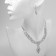 Set 2 objects: earrings, necklace necklace rhombus, white color in silver, 45 cm