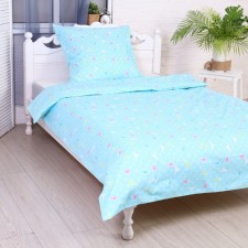 Bed linen 1.5pp triangle Biryuza Color, (Crystiller 145x215cm, pillowcase 70x70cm) Coys, 120g/m², 100% cotton