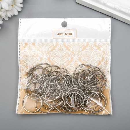 The base for the key fob Ring metal with a silver chain 2.4x2.4 cm-3