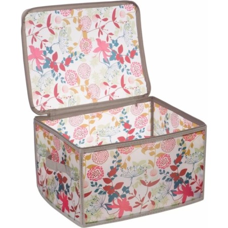 Folding box on the zipper "Summer", 40x30x25 cm, gray with flowers-2