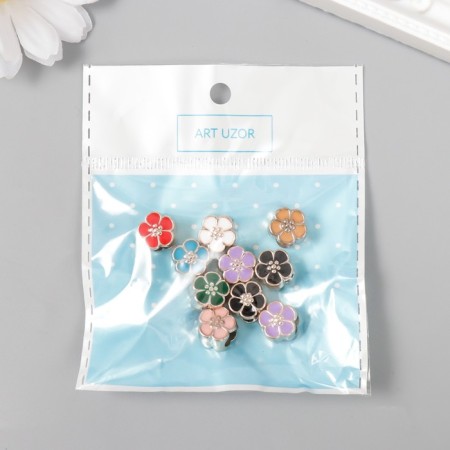 Beads for creativity plastic "Flower Bright middle" mix set 10 pcs 1.1x1 cm-3