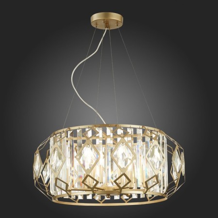 Suspended EVOLUCE lamp. Sle260203-06. Messina. 6x40 watts, E14, 54x54x66 cm, champagne color-2